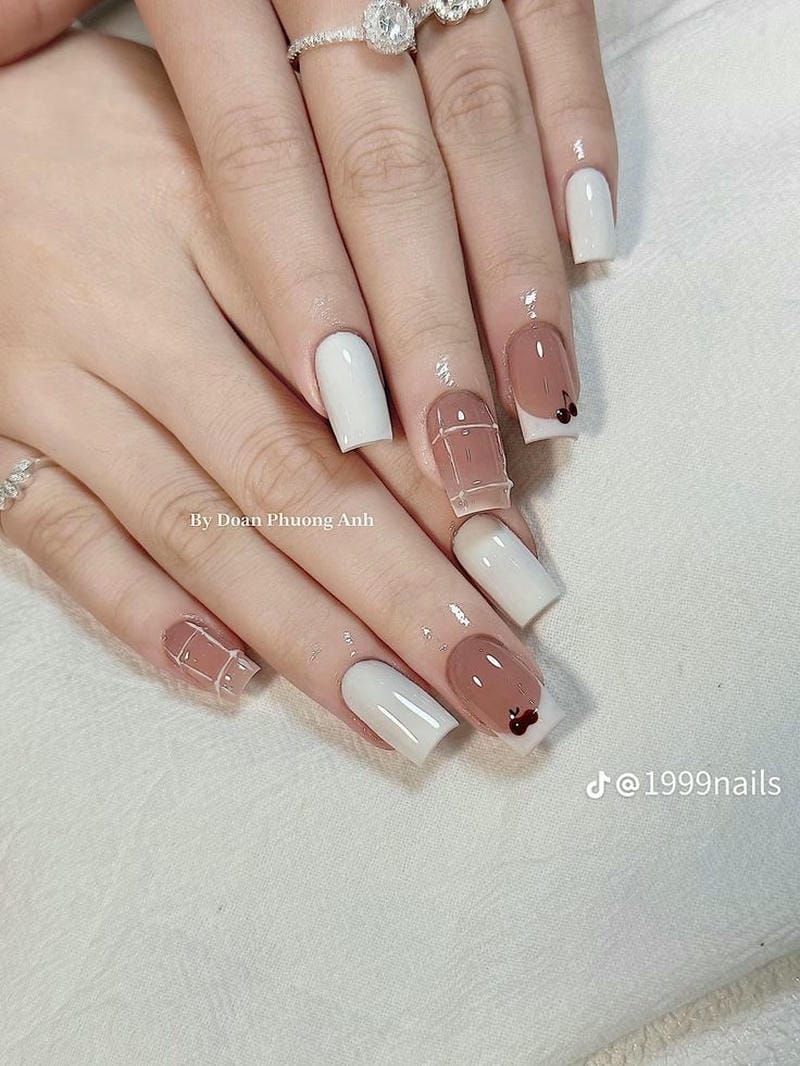 nail trắng đơn giản