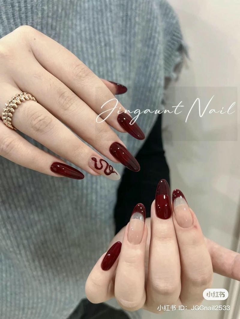 mẫu nail đẹp màu đỏ