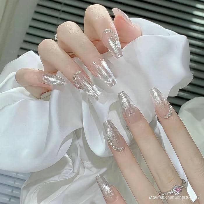 nail tráng gương màu hồng tím đẹp