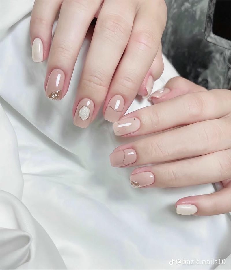 nail màu thạch nhẹ nhàng, đơn giản