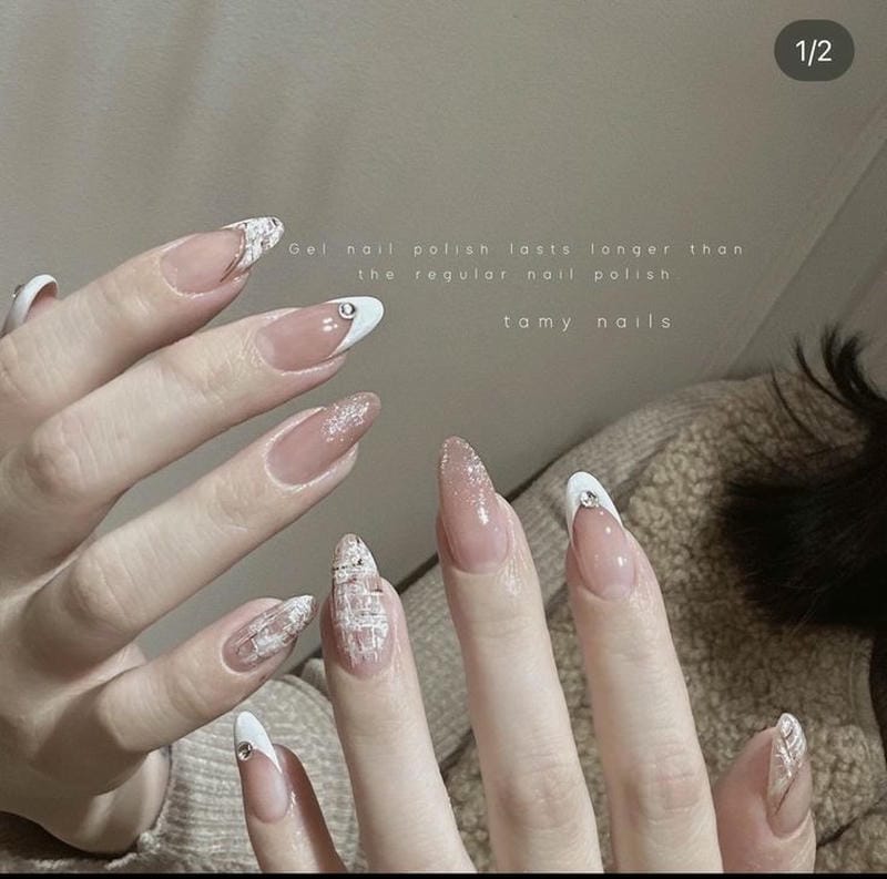 nail trắng sữa đơn giản