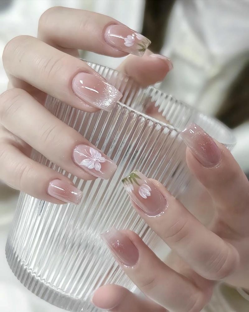 nail mắt mèo vẽ hoa đơn giản