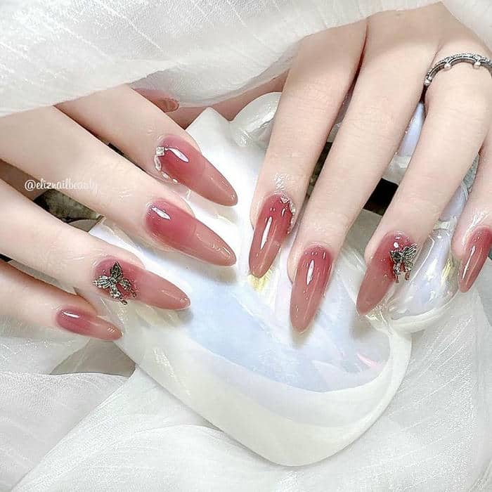 mẫu nail thạch hồng