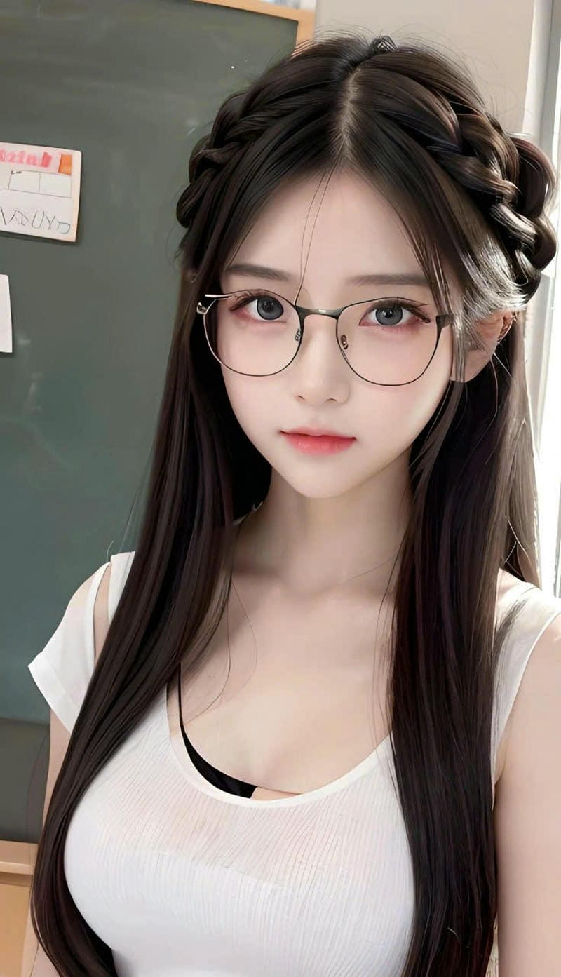 hình gái xinh đeo mắt kính cute