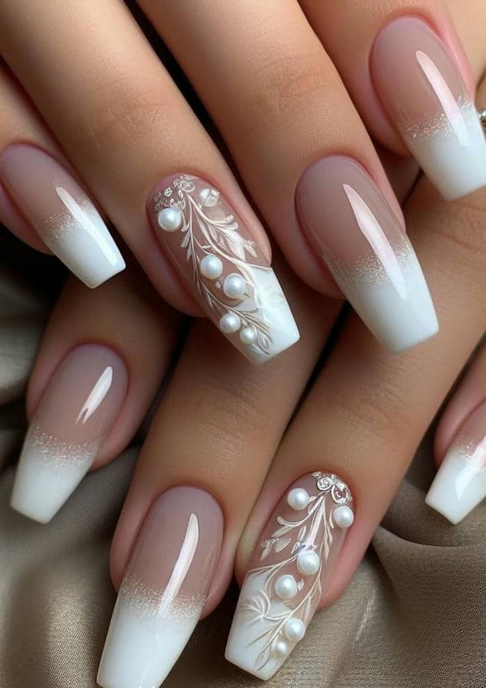 mẫu nail ombre đính đá