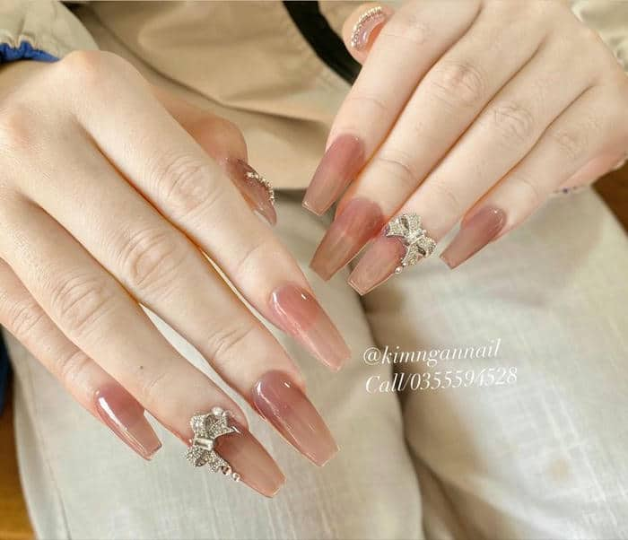 nail màu hồng đào