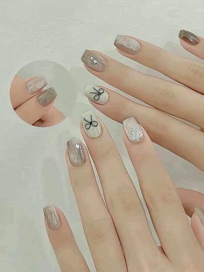 nail trắng móng ngắn