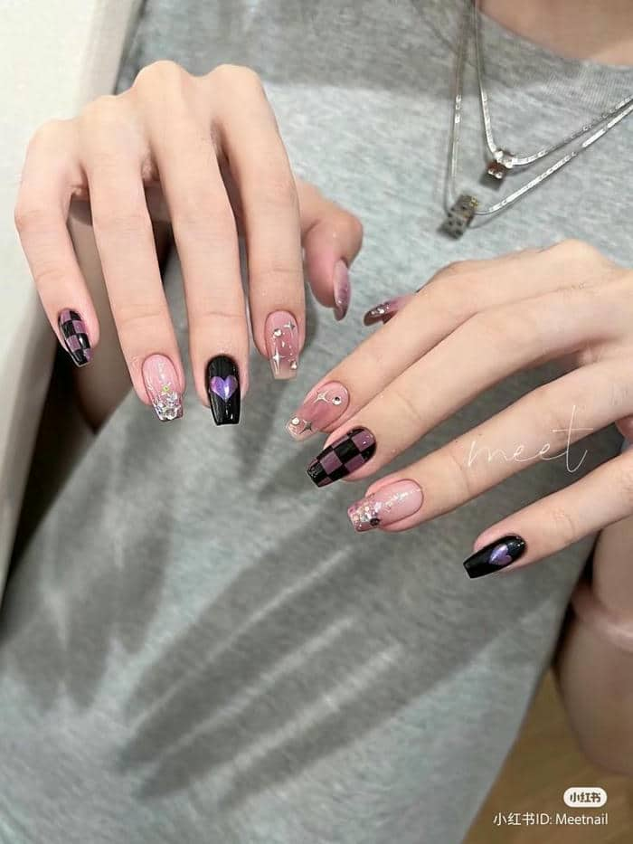 mẫu nail trắng đen đẹp