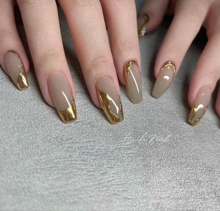 nail tráng gương hồng ombre đầu móng